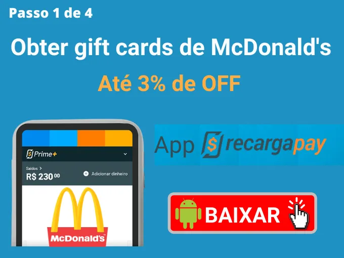 Passo 1 de 4 para Obter gift cards de McDonald's