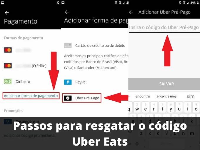 Como obter códigos de Gift Cards Uber Eats + R$ 50 Pré-pago