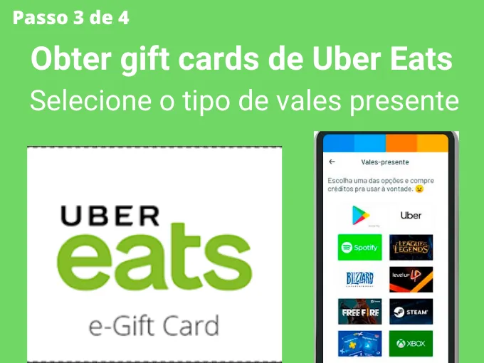 Como obter códigos de Gift Cards Uber Eats + R$ 50 Pré-pago