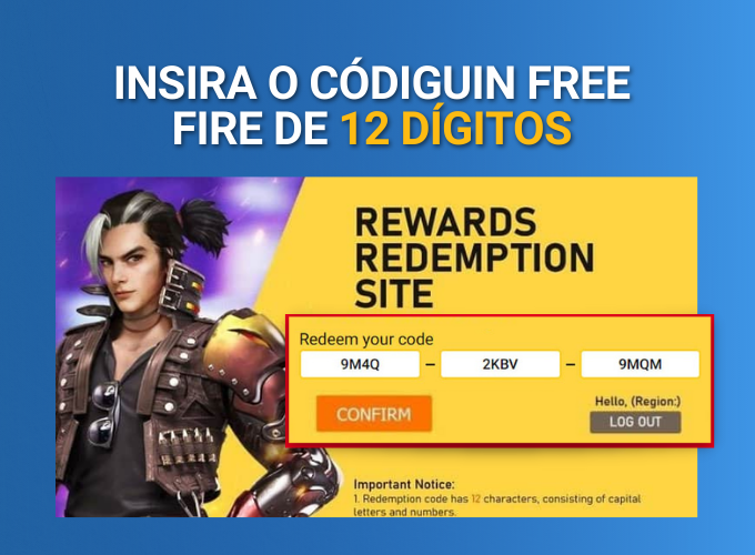 resgatar código em garena free fire